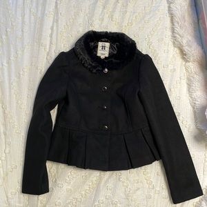 Black wool Gymboree jacket with fur size 10/12